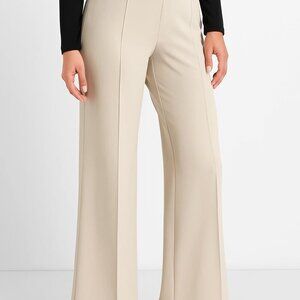 Paire Women's Cream Trouser Wide leg Flare Pull On Pants Size Xl